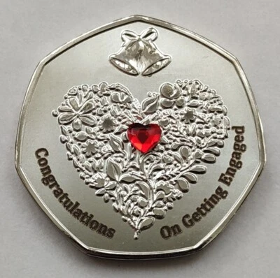 7 SIDED MINT Engagement Gift For Newly Engaged Couple - Floral Heart Metal Present/Keepsake