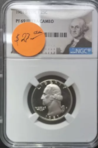 1981-S TYPE 1 Washington Proof Quarter, Graded PF69 Ultra Cameo by NGC