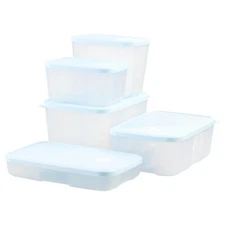 Tupperware 10-piece Date, Store & Freeze Food Storage Set, Blue tops, New Sealed
