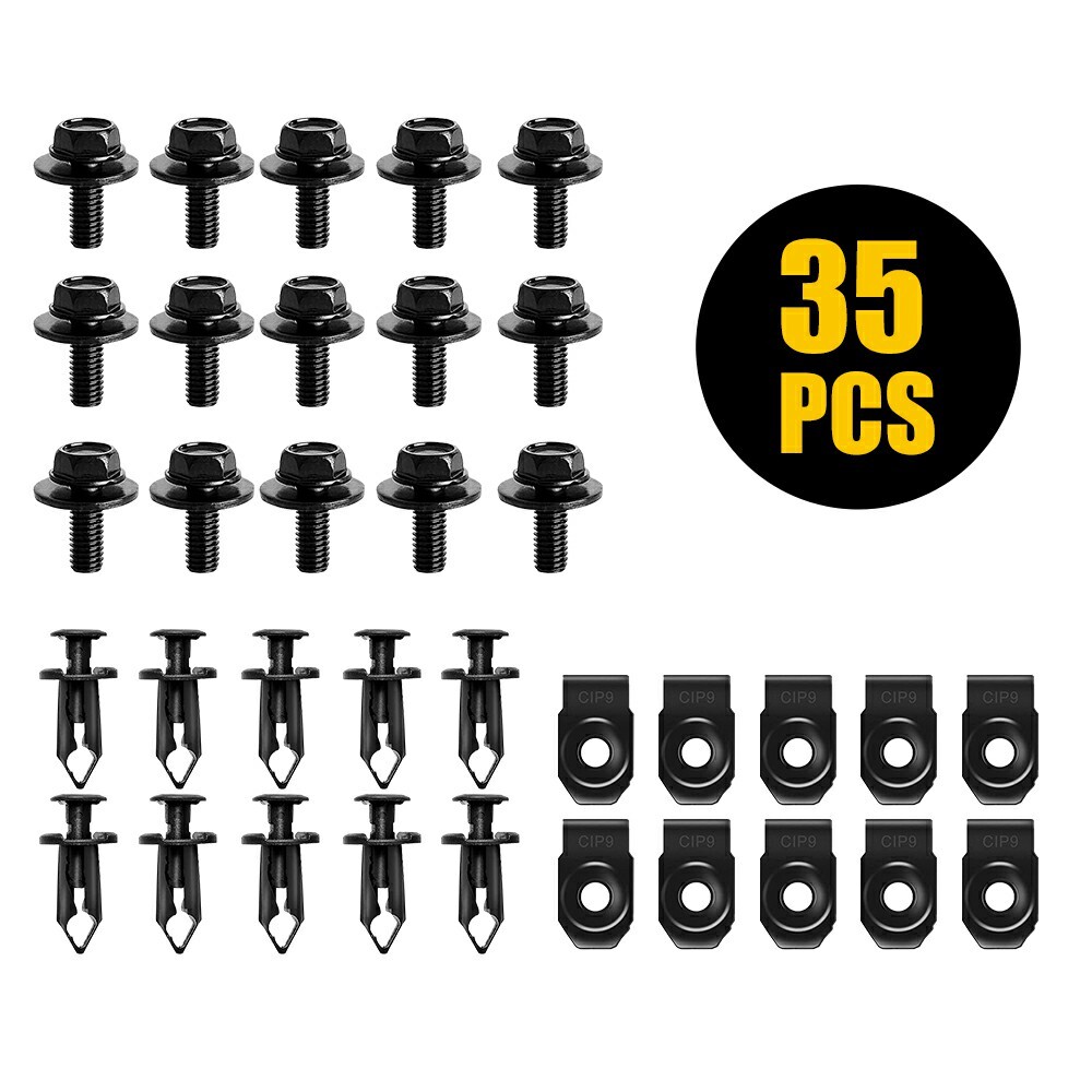 Body Bolts & U-nut Clips M6 Engine Cover Splash Undertray Shield Guard For Honda