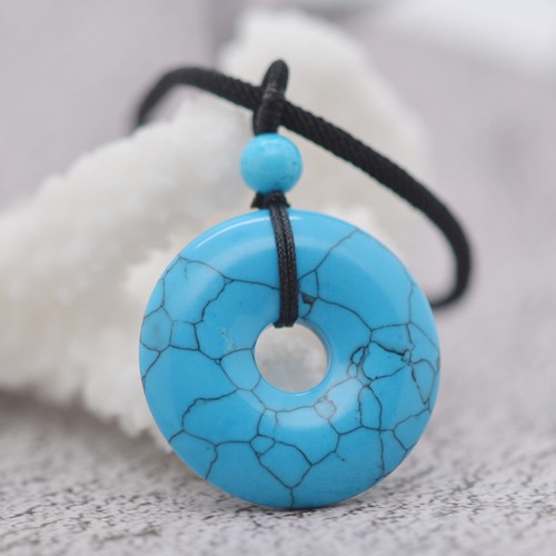 Gemstone 30mm Donut Beads Reiki Chakra Pendant Necklace Handmade Jewelry 22 Inch - Picture 225 of 331