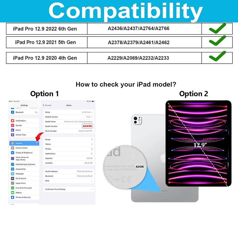 Case for iPad Pro 12.9-in (6th Generation) 2022 Folio Leather Stand Smart Cover - Image 2 of 4