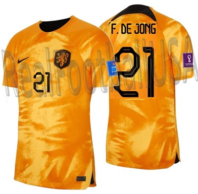 NIKE FRENKIE DE JONG NETHERLANDS HOME JERSEY FIFA WORLD CUP 2022 PATCHES