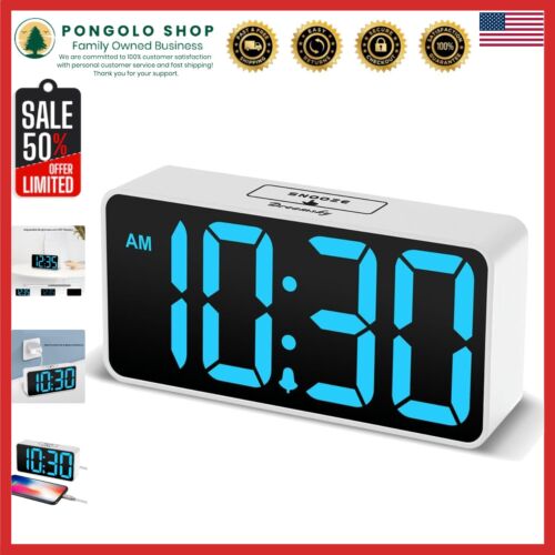 Large Display Digital Alarm Clock with USB Charging and Dimmer Functionality