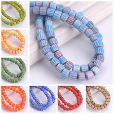 1 Strand 40cm 65pcs Cylinder 6mm 7mm Handmade Colorful Millefiori Glass Beads
