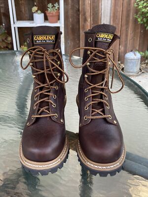 Carolina Boots Men's 8" Plain Toe Logger Work Boots #821 - Electrical Hazard Rated - View #9