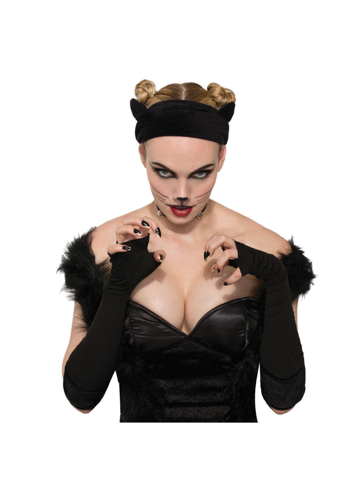 Black Cat Ears on Soft Velvet Headband