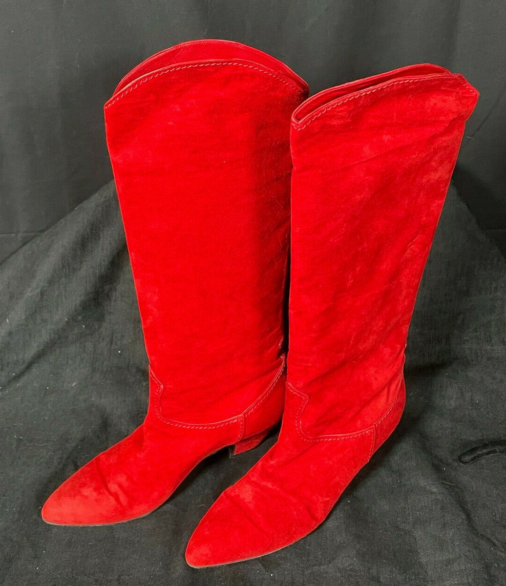 Susan Bennis Warren Edwards Womens Suede Red Boots Handmade  display picture 2
