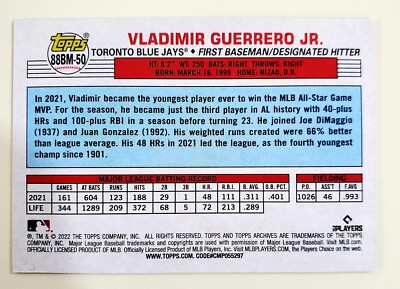 2022 Topps Archives Vladimir Guerrero Jr #88BM-50 Big Mini