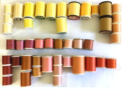 Lot 45 Spools Used Yellow Orange Peach Rust Thread Coats Talon Signature TruSew