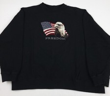 Vintage Y2k Freedom American Flag Eagle Embroidered Sweatshirt Vtg Usa Patriot