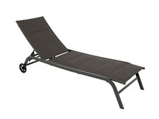 Gartenliege Rollenliege Sonnenliege Liege RIVA Stahl, gepolstert grau, 2. WAHL