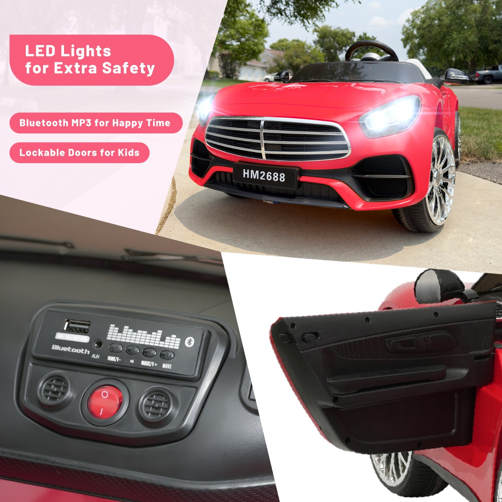 12V Kids Car 2 Seater Ride on Toy Power Wheels Car w/ Parent Remote Control MP3