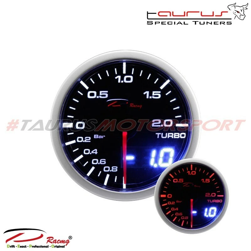 Manometro Pressione Turbo -1 +2 bar tuning DEPO Racing Dual View strumento 52mm
