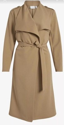 VILA, Trenchcoat, beige, Stehkragen, Gr. M, Baumwolle, buntes Innenfutter