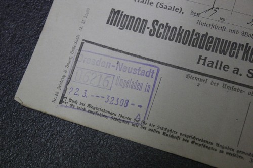 Antigua carta de porte Reichsbahn 1937 sala sala Mignon Schokoladen Werke AG cacao - Imagen 8 de 17