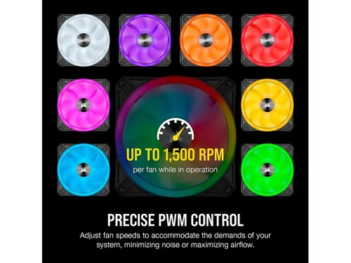 CORSAIR iCUE QL120 RGB 120mm LED PC Gehäuselüfter 3er Pack mit Beleuchtungsknoten CORE - Bild 5 von 12