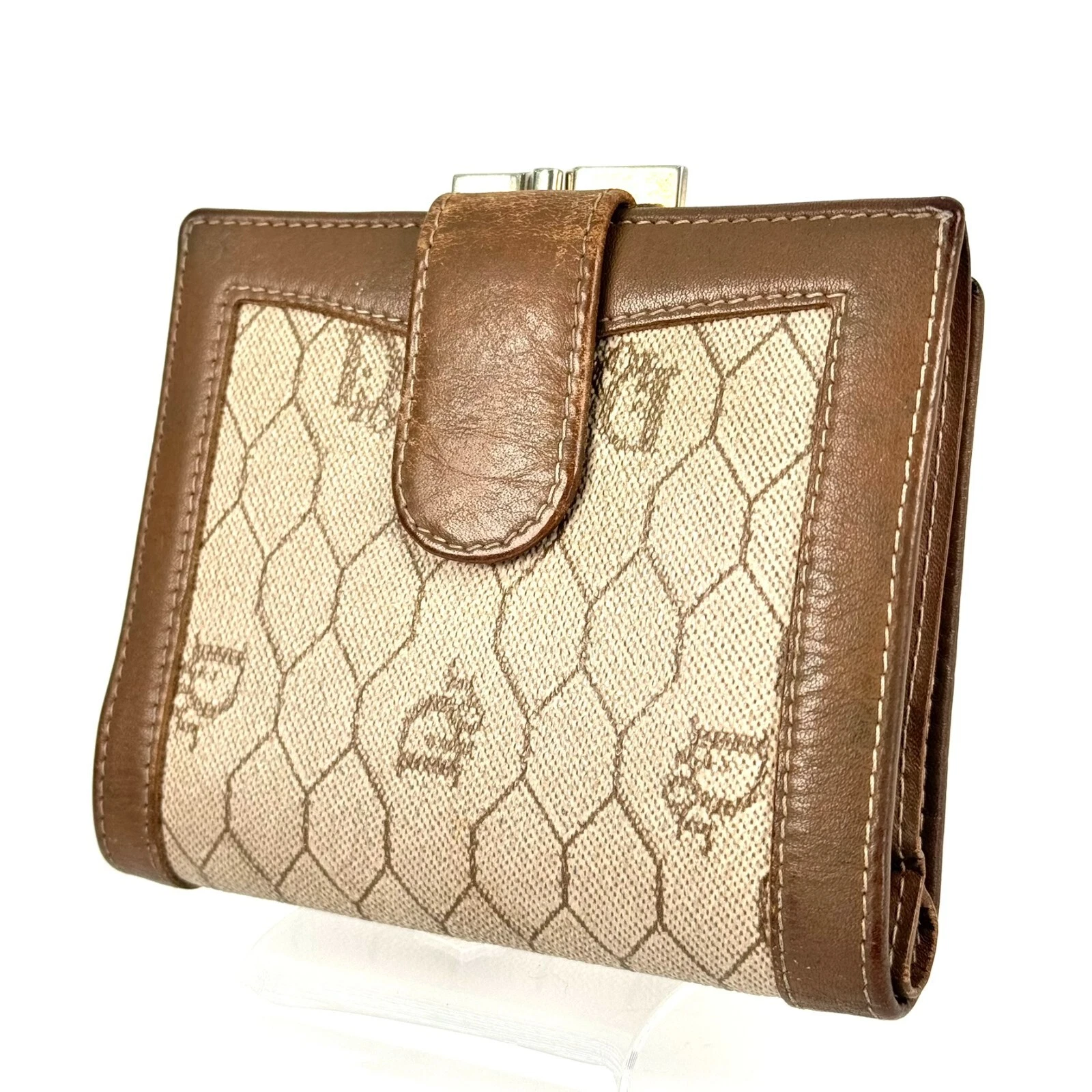 Portefeuille Christian Dior peigne miel PVC double pli X03 0136