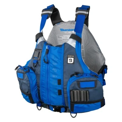 Bluestorm KINETIC Kayak Life Jacket Fishing Angler Vest Type III PFD, Deep Blue