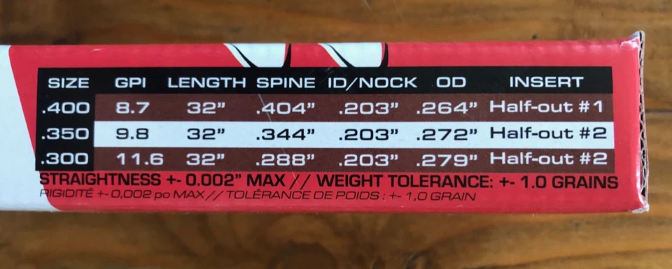 Flechas Carbon Express 350 Columna Máxima ROJO Contorno SD en Roble Mossy Paquete de 6 51186 Foto 4 de 4