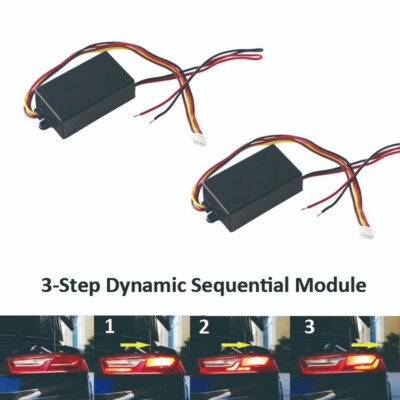 2Pcs 3-Step Sequential Flow Semi Dynamic Chase Flash Tail Light Module Boxes