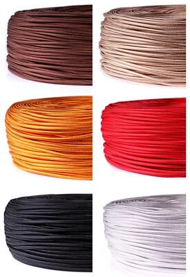 EDI-TRONIC Stoffkabel Kupfer Textilkabel Lampenkabel Stromkabel H03VV-F 2x0,75mm² 2-adrig