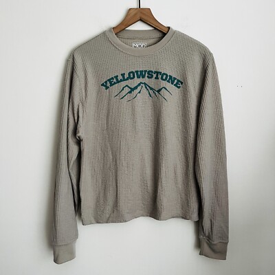 Modern Lux Waffle Knit Yellowstone spell out print Shirt Long