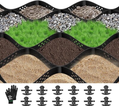 VIVOSUN 2''/3''/4'' Depth Ground Grid Geocell HDPE Geo Grid Gravel 6.5x17ft /9x17ft
