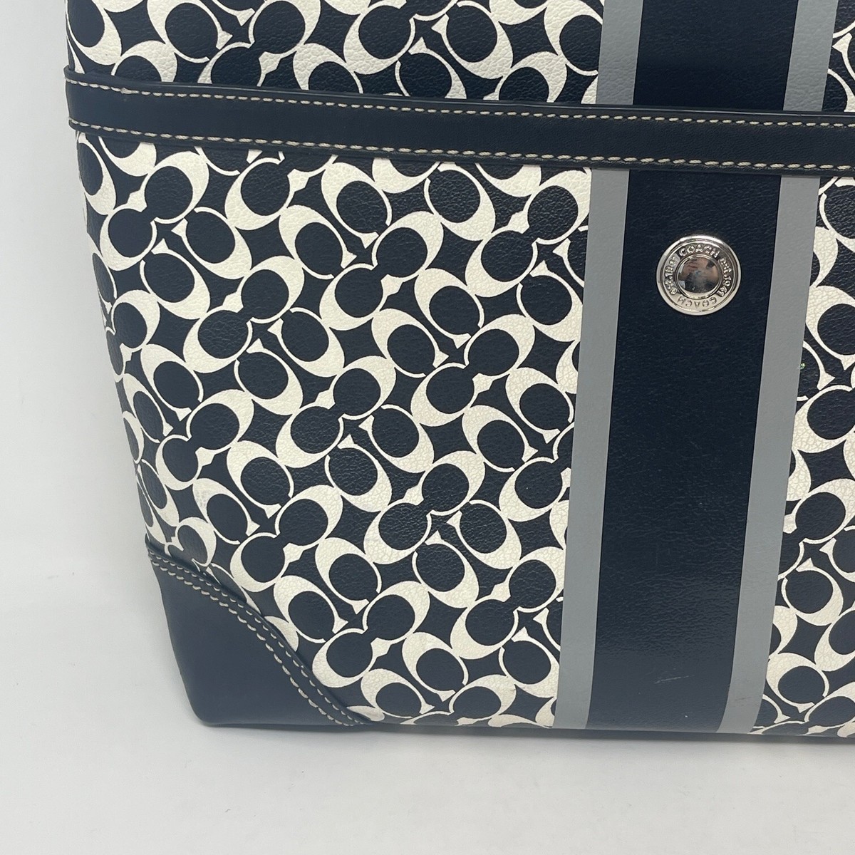 Vintage Coach Tote Shoulder Bag Black White Chelsea Heritage