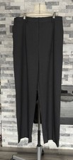 Eddie Bauer Dress Pants Women 14 Dark Gray Wide Leg Flat Front Blended Fabric