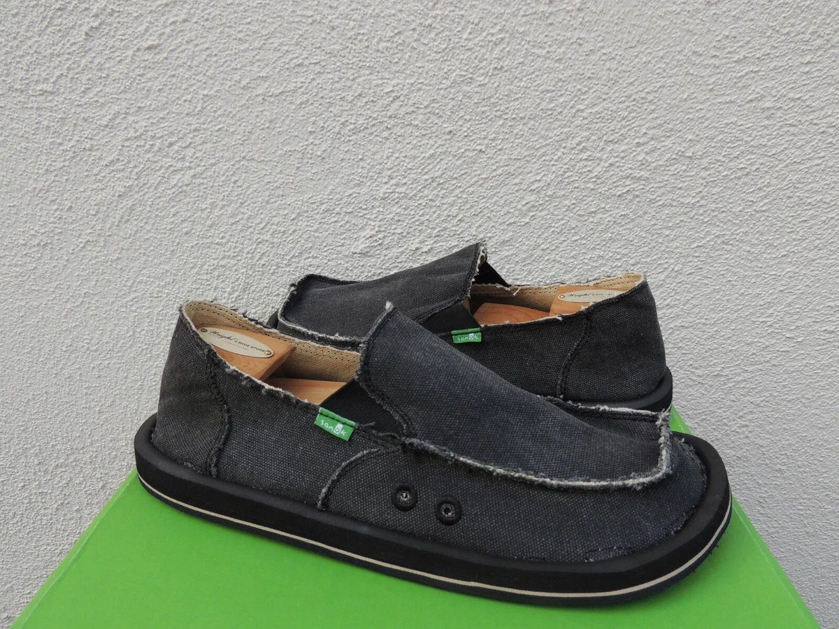 SANUK CHARCOAL CANVAS VAGABOND SIDEWALK SURFER SHOES, MEN US 12/ EUR 45 ~NEW