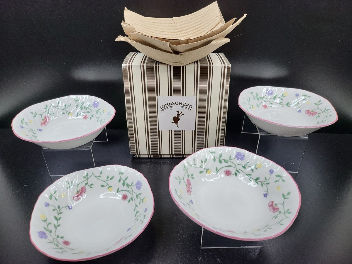 Johnson Brothers Summer Chintz Square Cereal Bowls Set Floral