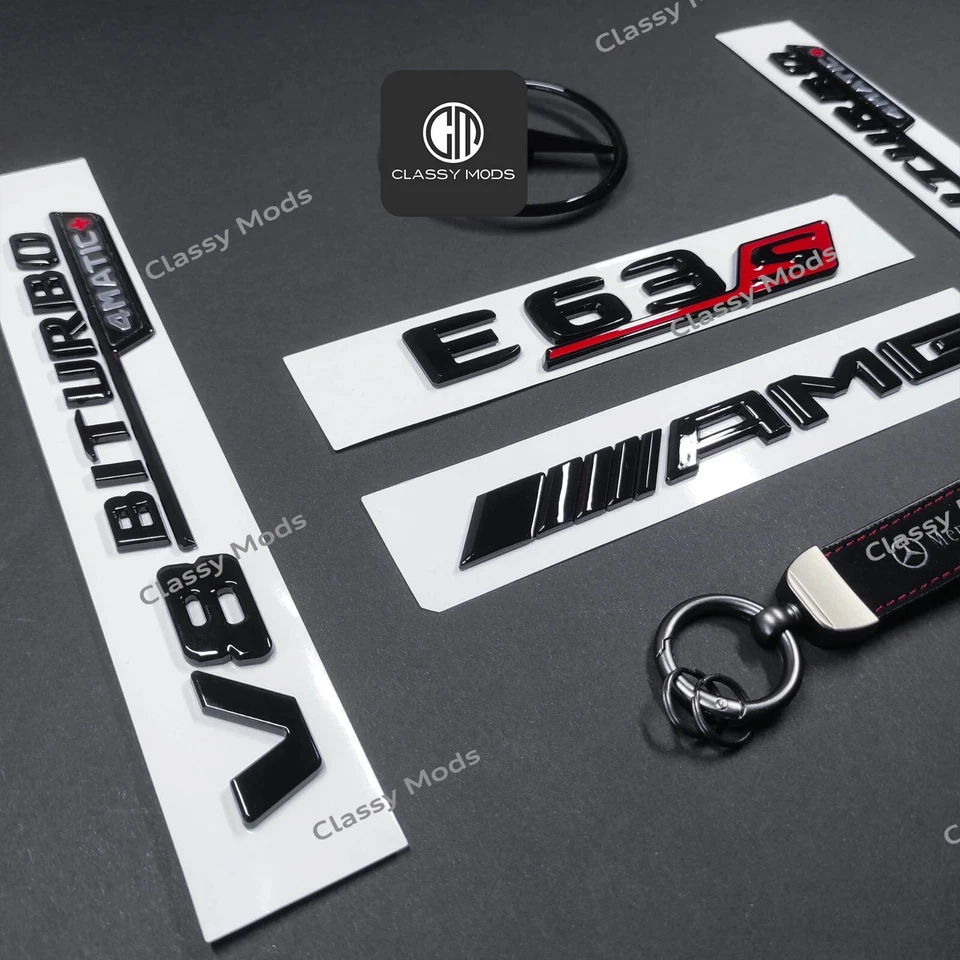 Mercedes-Benz E63s AMG W213 седан эмблема значок комбинированный комплект глянцевый черный - Изображение 2 из 4