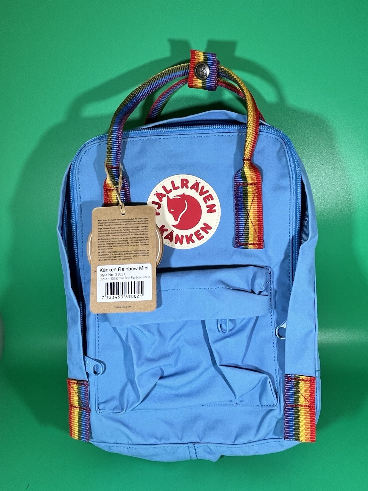 Fjällräven Kanken Rainbow Mini Backpack Air Blue New NWT