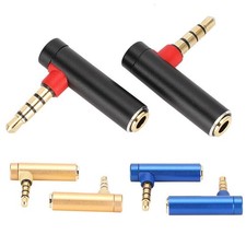 2PCS 3.5mm Male to Female Adapter Right Angle Stereo Headphone Cable Jack