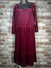 Women's LC Lauren Conrad Smocked Bodice Midi Dress Sz L