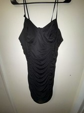 Just Polly Black Ruched Bustier Mini Dress