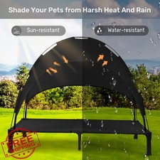 Heeyoo Elevated Dog Bed with Canopy, Portable Outdoor Cooling Cot