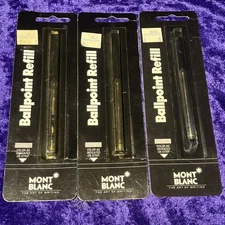 3 Mont Blanc Ballpoint Pen Refills Fine Point Black NEW