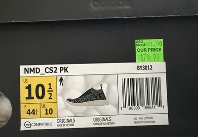 adidas NMD_CS2 PK Primeknit Zebra Black White Originals BY3012 Men's Sneakers