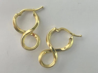 Creolen Infinity Design 750er Gelbgold Ohrringe 18K Echtgold neu 1,85g - Bild 1 von 4