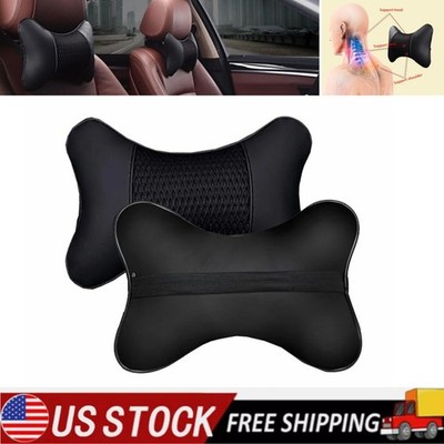 2PCS Leather Car Headrest Cushion Pillow Car Neck Support Car Seat Neck Pillow