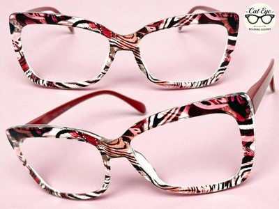 Women's Classy Retro Cat Eye READING EYE GLASSES READERS Zebra Tiger Frame +1.50