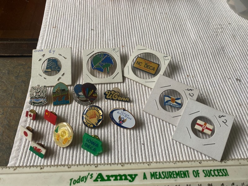 Collection of 17 Vintage Travel Pins - USA and Abroad