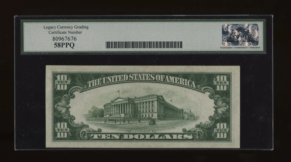 DBR 1934-A $10 North Africa Silver Fr. 2309 Legacy 58 PPQ Serial A97421887A - Image 2 of 2