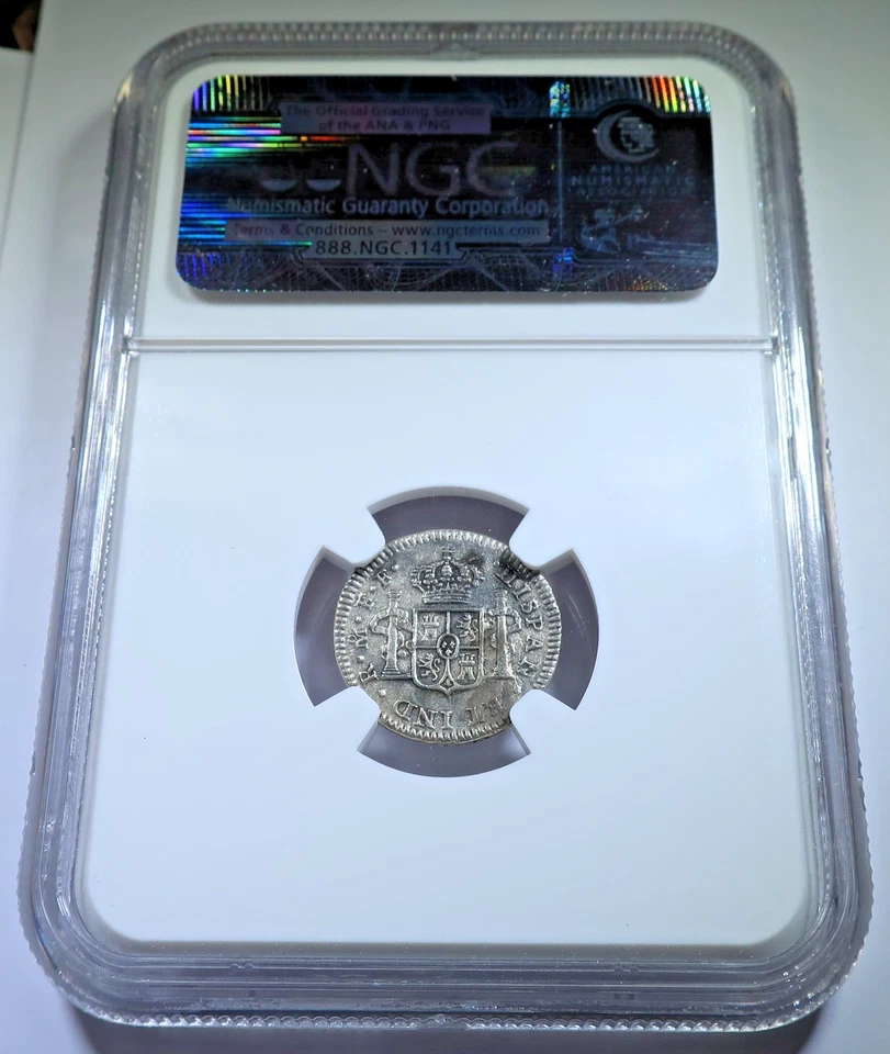 NGC 1783 El Cazador Shipwreck Mexico 1/2 Reales 1700's Old Spanish Pirate Coin - Image 2 of 2
