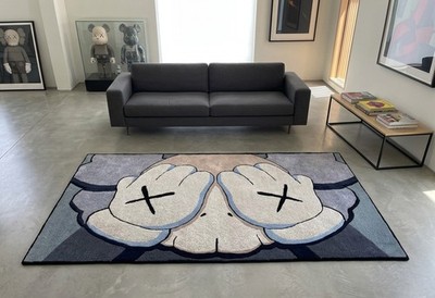 KAWS Companion Wool Handtufted Rug Gray Blue New