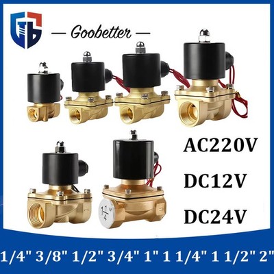 1/4''-2'' Brass Solenoid Valve Air Water Gas Oil DC12V/24V AC220V Normally Closed