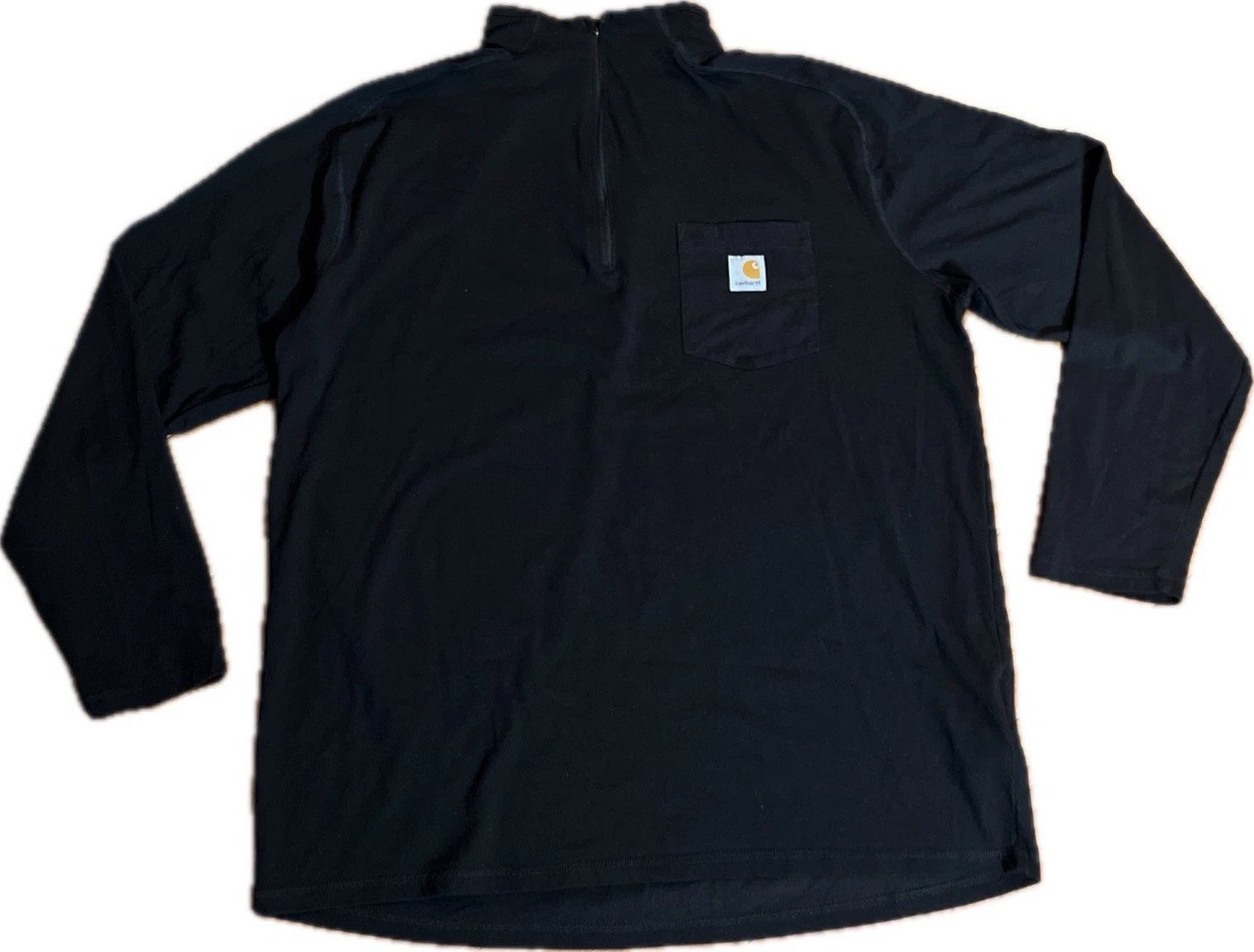 Carhartt Force T Shirt Men's XL Black 1/4 Zip Relaxed Fit Midweight Pocket EUC