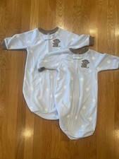 Set of 2 / Twin Carter's White and Blue Monkey Sleep Sack, 0-9 Months